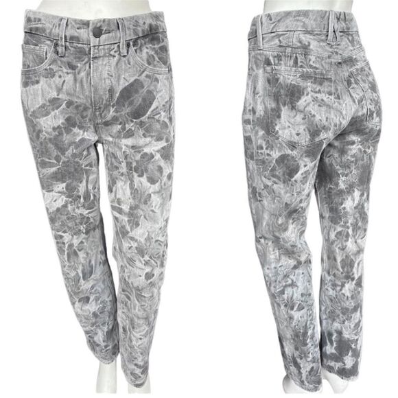 Good American Grey Jeans High Rise Straight Wide Leg Tie Dye Size 25 - Picture 5 of 11